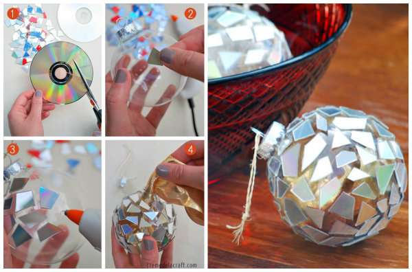 CDs rayés ou cassés pour décorer les boules de Noël