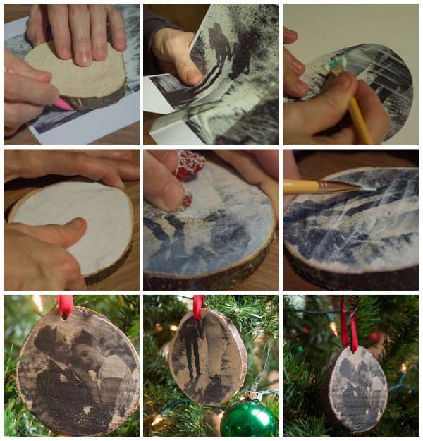 Vos photos sur des rondelles de bois en décoration de Noël