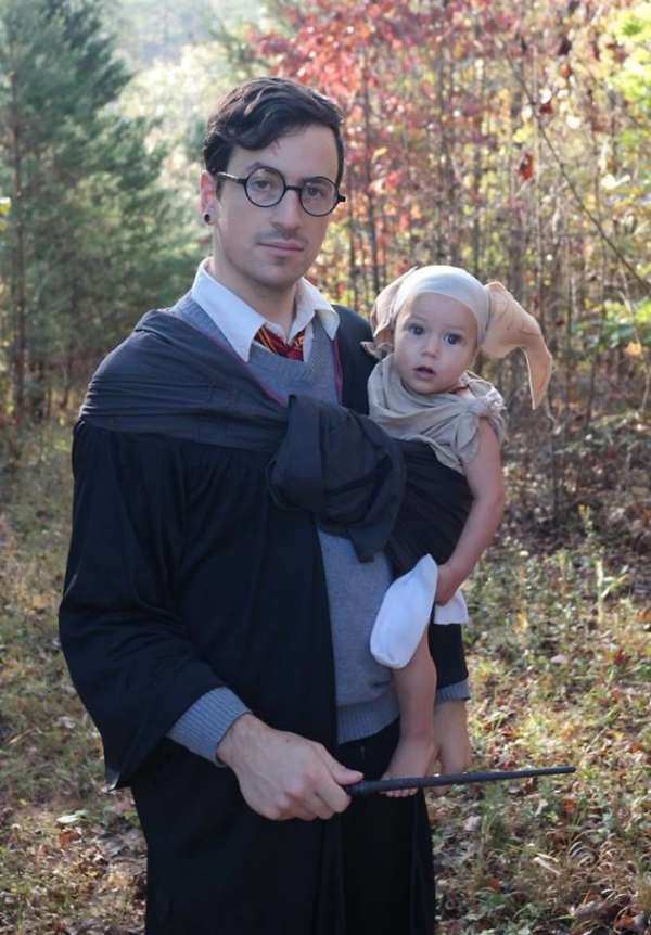 Déguisement papa et bébé en Harry Potter et Dobby