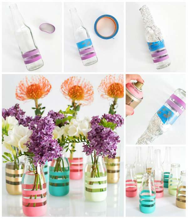Des bouteilles vases colorés