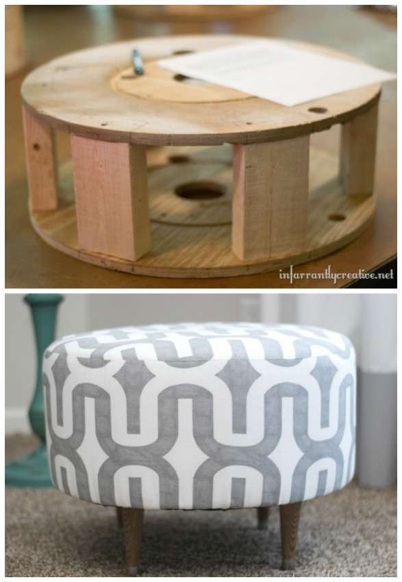 Un pouf moderne avec un touret