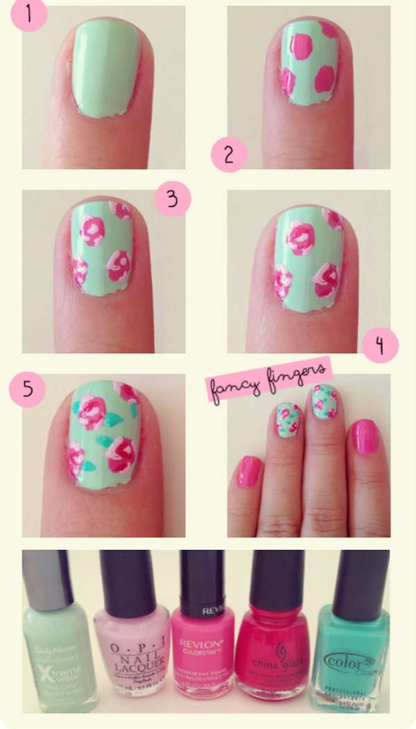 Nail art fleurs de printemps