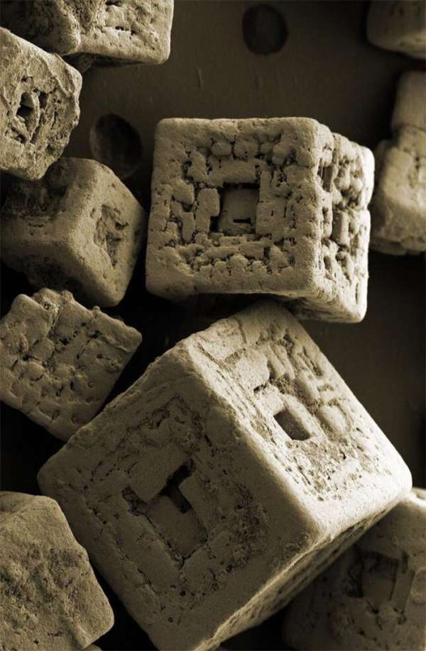 Grains de sel sous microscope électronique