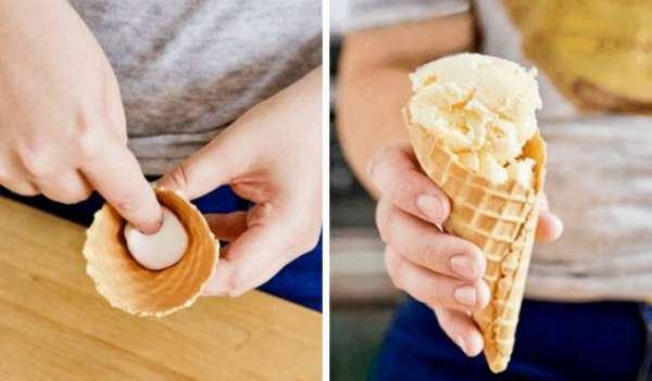 Mettre un marshmallow au fond du cornet pour éviter que la glace ne dégouline