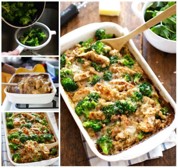 Gratin de poulet, brocoli et quinoa