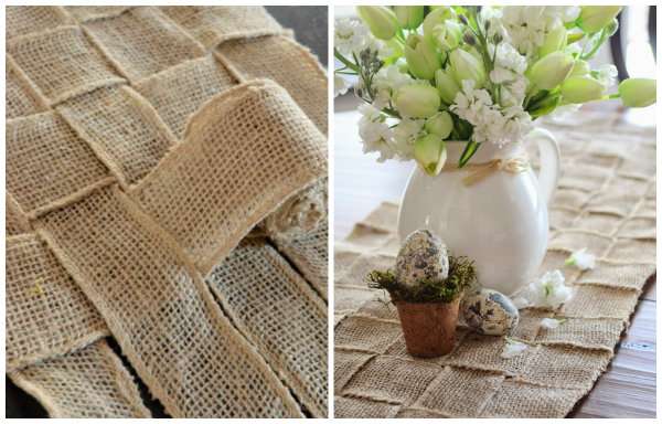 Chemin de table en toile de jute tissée