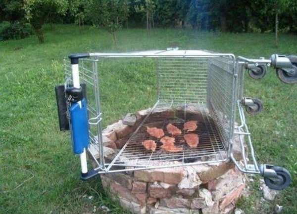 Pourquoi acheter un grill alors qu'on peut voler le chariot du supermarché