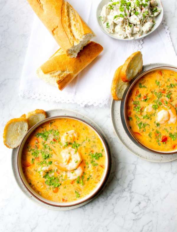 Bisque de crevettes et de crabe