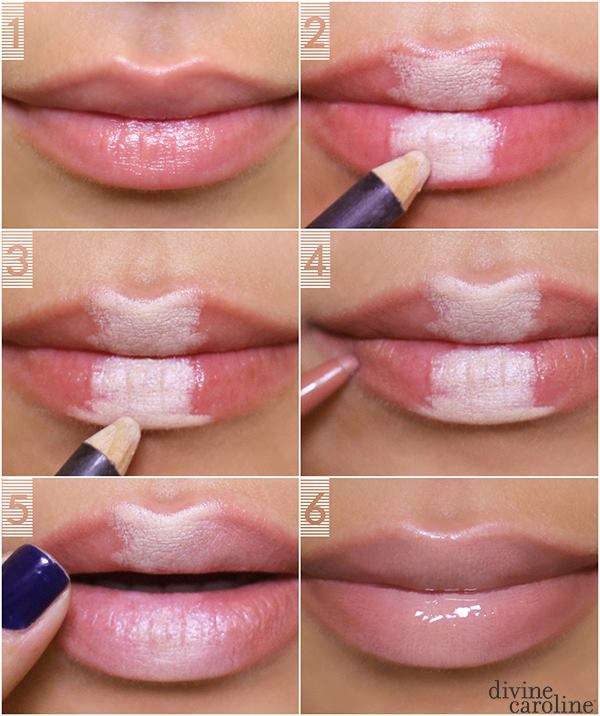 Maquillage nude pour les lèvres avec effet 3D