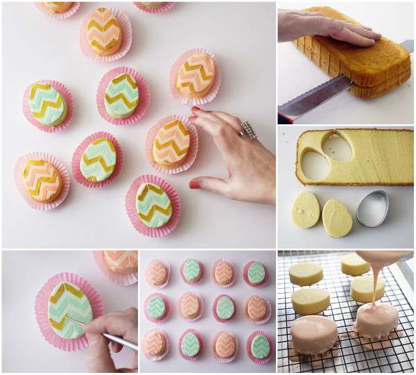 Des mini gâteaux moelleux en forme d'oeufs de Pâques