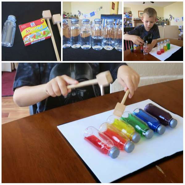 Xylophone avec des bouteilles en verre