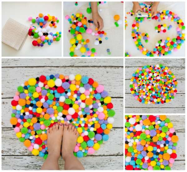 Tapis de bain pompons