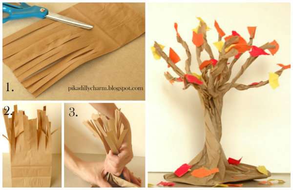 Arbre d'automne avec du papier kraft