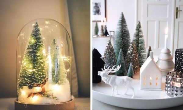 Un coin sapins et déco Noël miniatures