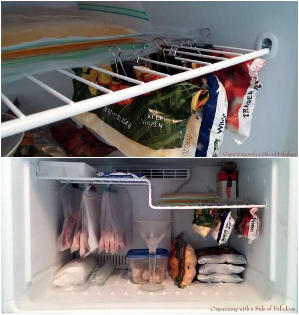 Suspendez les sacs avec des pinces à papier