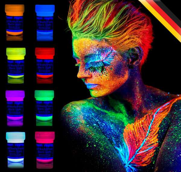 Peinture fluo pour visage et corps idéale pour briller à une soirée à thème