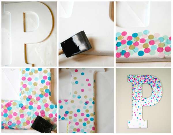 Des lettres en confettis