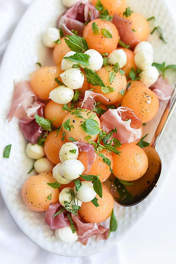 Salade melon, mozzarella et jambon