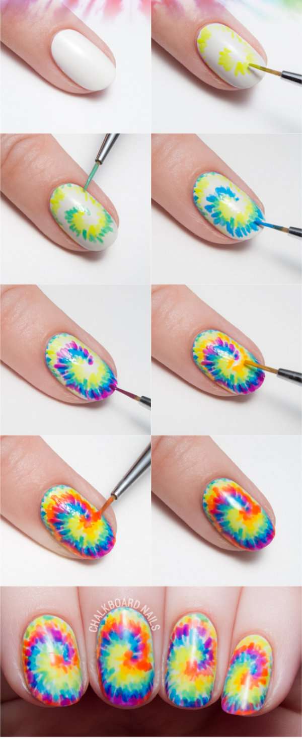 Nail art tie and dye
