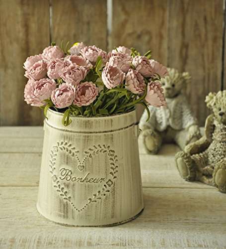 Seau vintage transformé en vase shabby chic