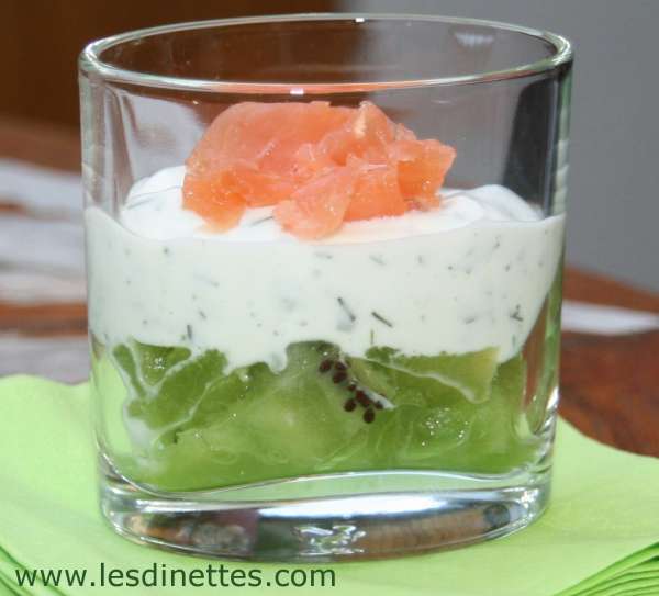 Verrine saumon, kiwi et tzatziki