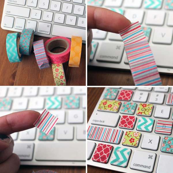 Décorer les touches du clavier avec du ruban washi