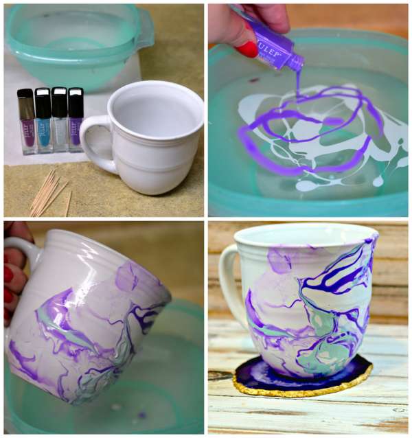 Mug multicolore effet marbré