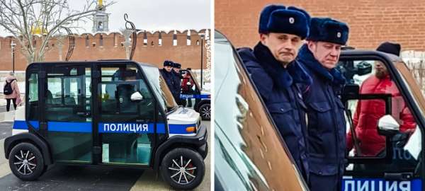 Des policiers visiblement heureux de leurs nouvelles voitures de patrouille