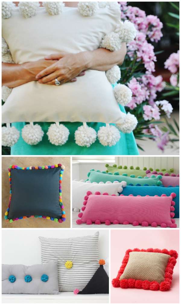 Coussins avec des pompons