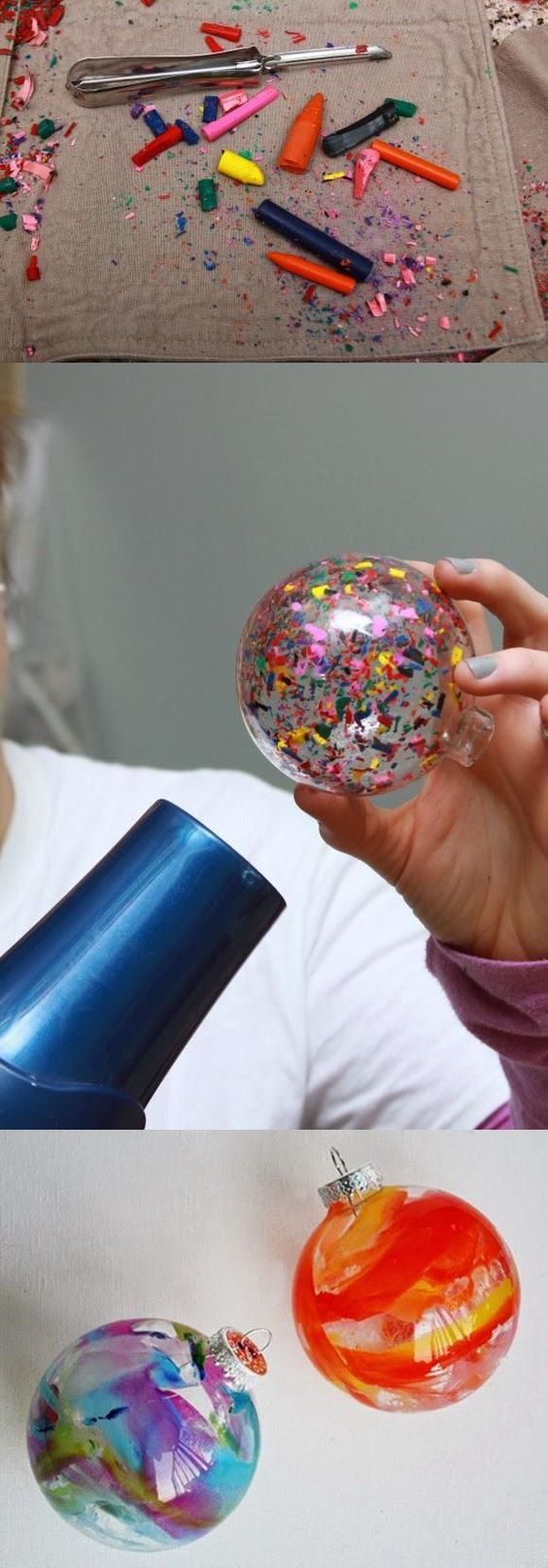 Une boule multicolore avec des éclats de crayon de cire fondus