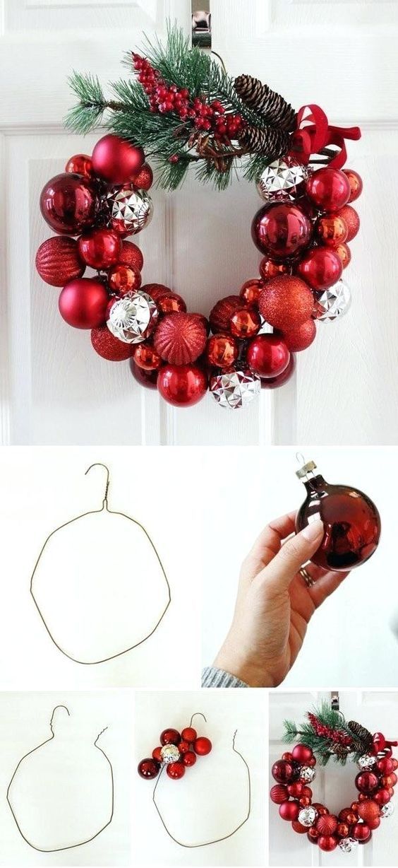 Une couronne à base de boules de Noël