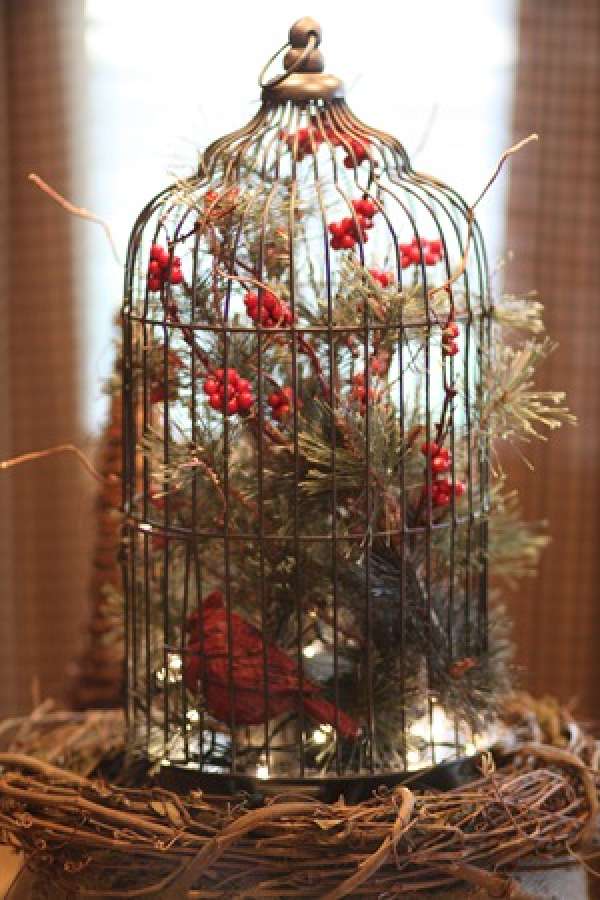 Cage d'oiseau esprit Noël