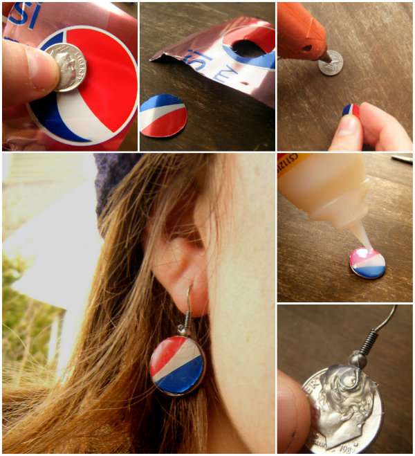 Boucles d'oreilles avec un logo de soda