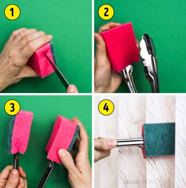 Utilisez des pinces et des éponges pour essuyer les rideaux sans tracas