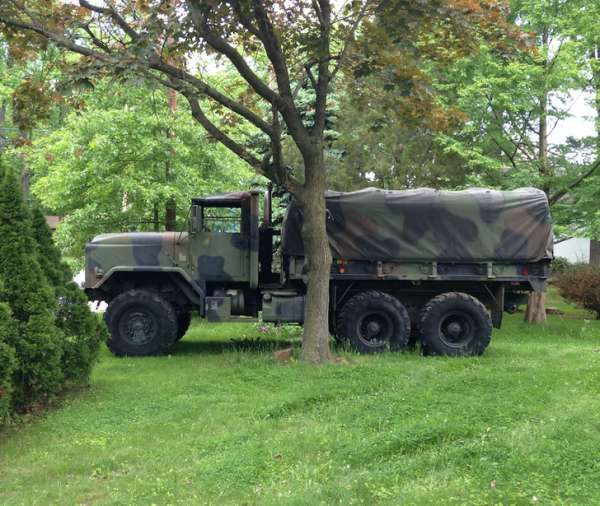 Nous avons caché le camion que notre voisine n'apprécie pas derrière cet arbre