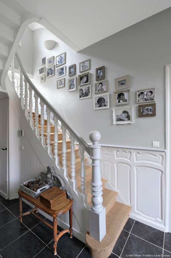 Installer un mur de cadres dans l'escalier