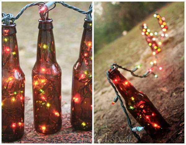 Des bouteilles lumières de Noël