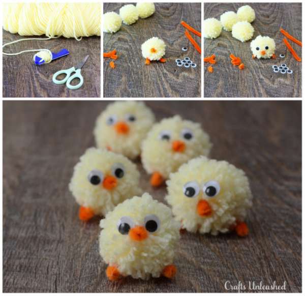 Tous petits poussins en pompons