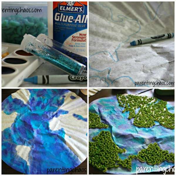 Carte du monde avec des pâtes colorées