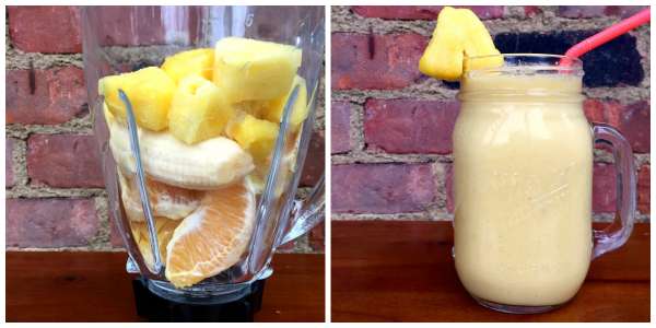 Smoothie banane ananas orange au lait d'amande