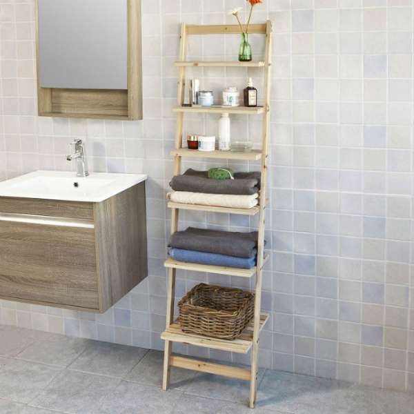 Etagère murale style échelle pour la salle de bain