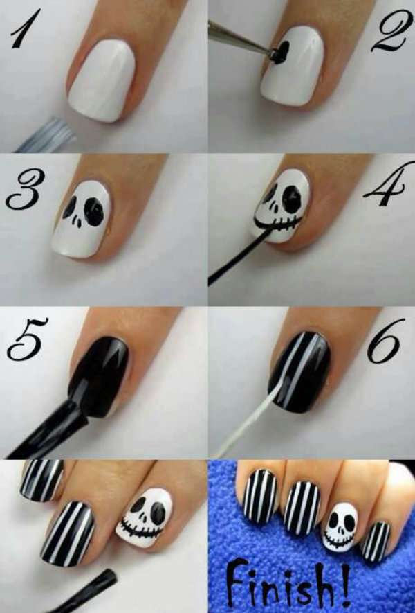 Nail art tête de mort