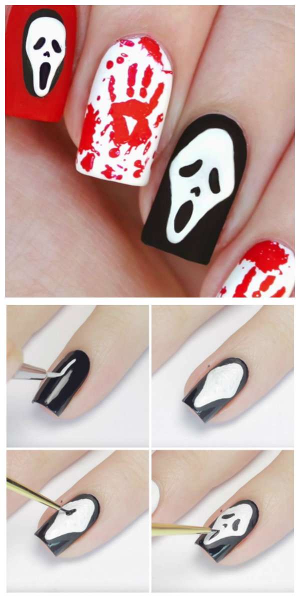 Un nail art inspiré du film Scream