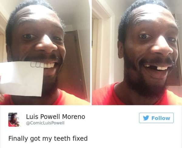 Il vient de restaurer ses dents chez le dentiste