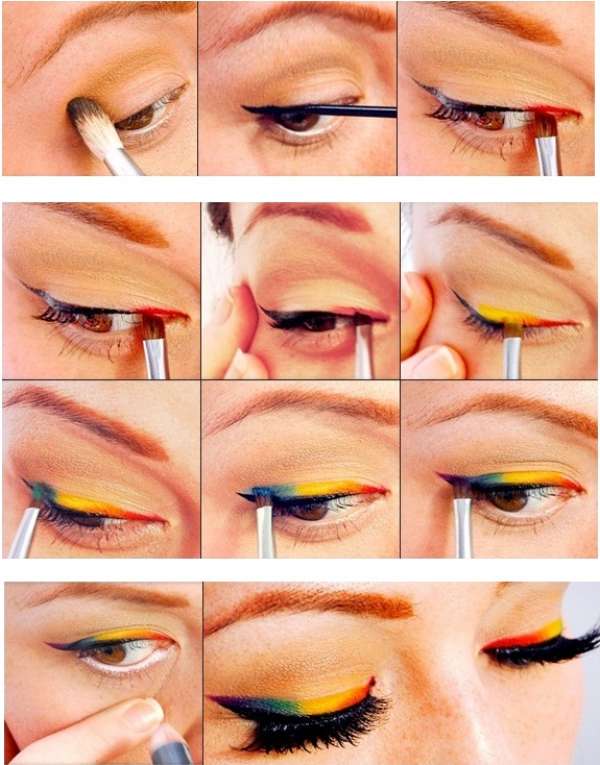 Maquillage tropical aux couleurs de l'arc-en-ciel