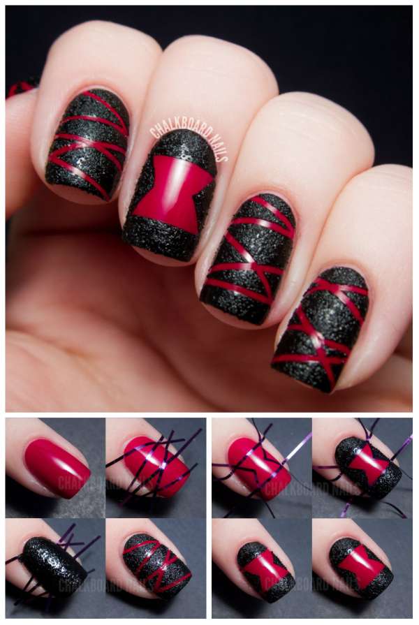 Un nail art inspiré par l'araignée veuve noire