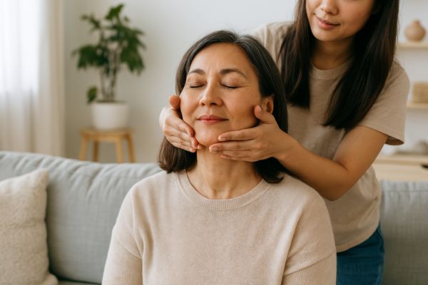 Une fille offrant un moment de détente à sa mère