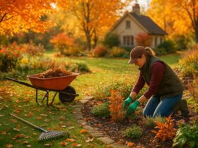 Femme jardin automne