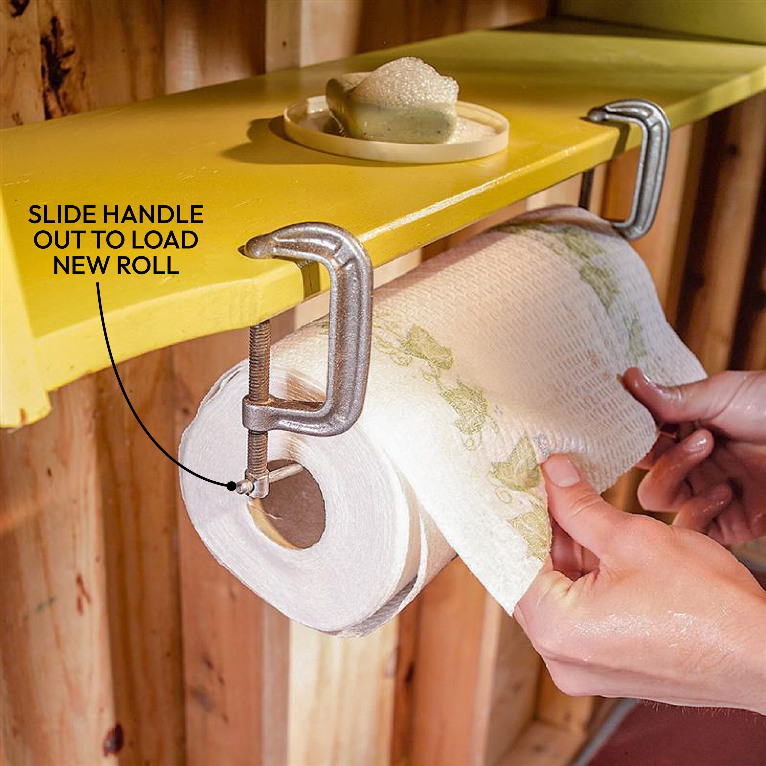 porte-sopalin fait maison avec des serre-joints