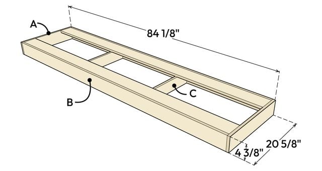 Schéma de construction de la plinthe de l'îlot.